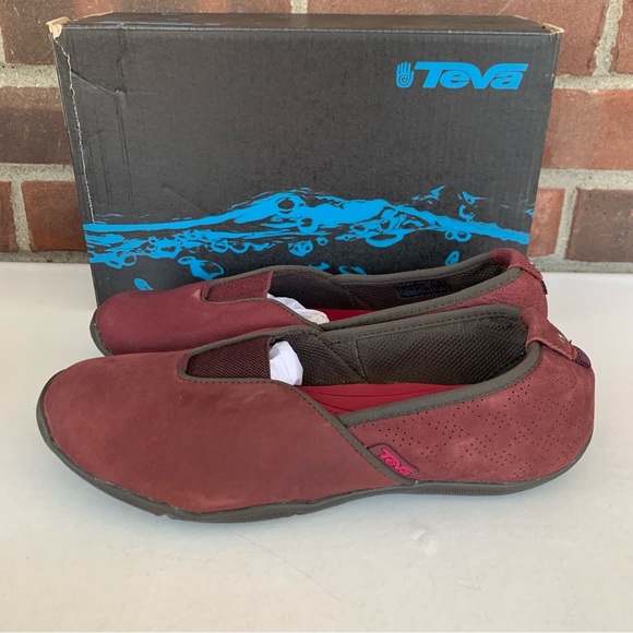 Teva Niyama Flats Maroon Comfort Casual Leather Slip On Shoes Womens US 6 M - Picture 5 of 8
